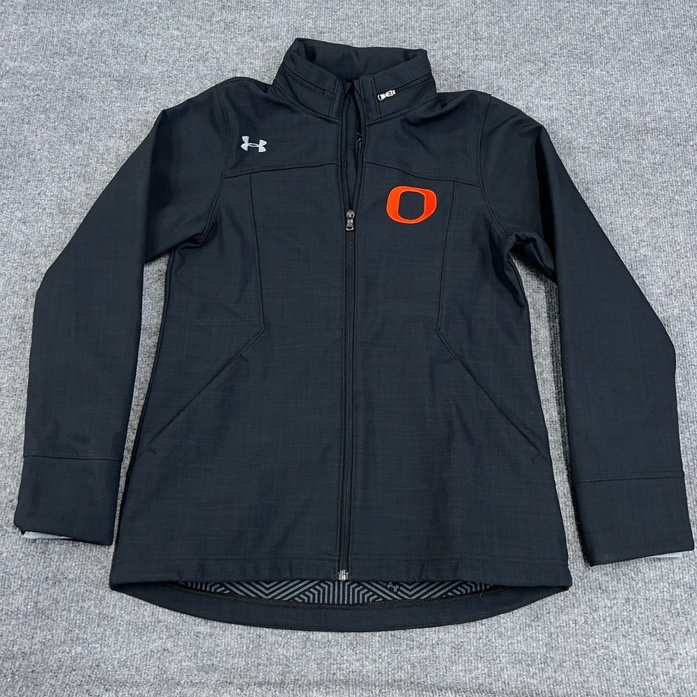 Under Armour Jacket Women Small Black Softshell ColdGear Infrared Oregon Ducks